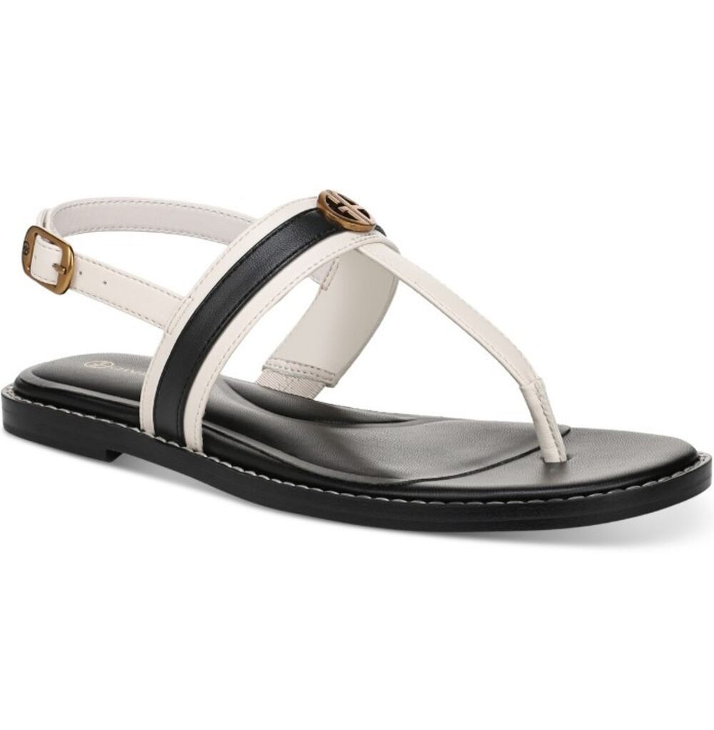 Giani Bernini Women's Nayelli Thong Flat Sandals Black Raffia Size 7.5